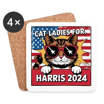 Cat Ladies For Kamala Harris 2024 USA Amerika - Untersetzer (4er-Set) - Weiß - Vorne