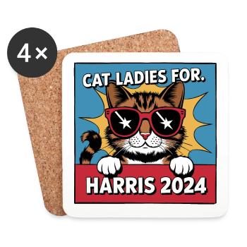 Cat Ladies For Kamala Harris 2024 USA Amerika - Untersetzer (4er-Set) - Weiß - Vorne