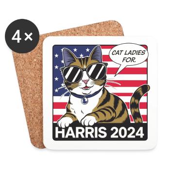 Cat Ladies For Kamala Harris 2024 USA Amerika - Untersetzer (4er-Set) - Weiß - Vorne