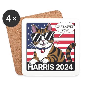 Cat Ladies For Kamala Harris 2024 USA Amerika - Untersetzer (4er-Set) - Weiß - Vorne