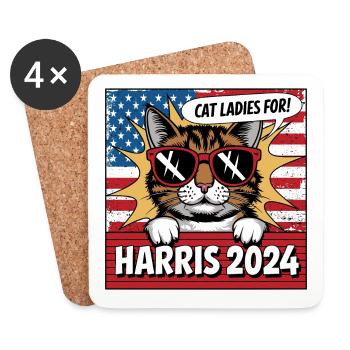 Cat Ladies For Kamala Harris 2024 USA Amerika - Untersetzer (4er-Set) - Weiß - Vorne