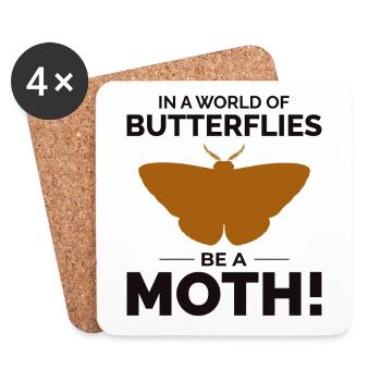 Moth Nocturnal Animal Insect Collector Entomology - Coasters (set of 4) - white - Front