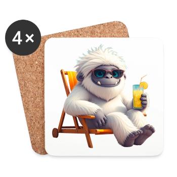 Yeti Monster im Sonnenstuhl - Untersetzer (4er-Set) - Weiß - Vorne