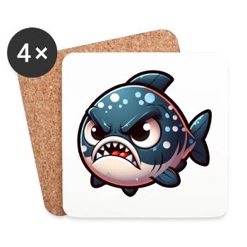 cute angry Piranha - Untersetzer (4er-Set) - Weiß - Vorne