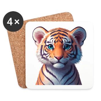 Bengalische Tigerbaby - Untersetzer (4er-Set) - Weiß - Vorne