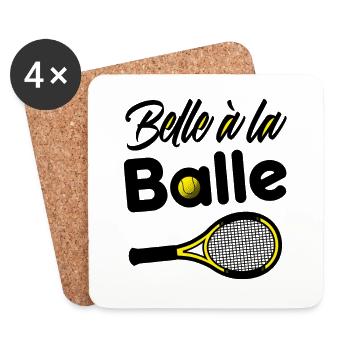 BELLE À LA BALLE ! (tennis) - Dessous de verre (lot de 4) - blanc - Devant