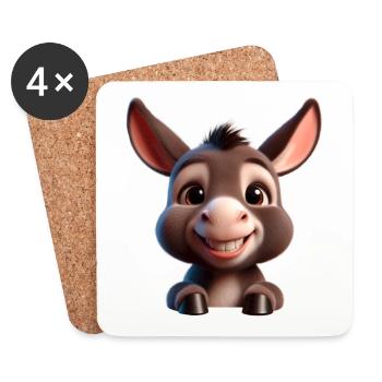 Baby Donkey Esel Mule - Coasters (set of 4) - white - Front