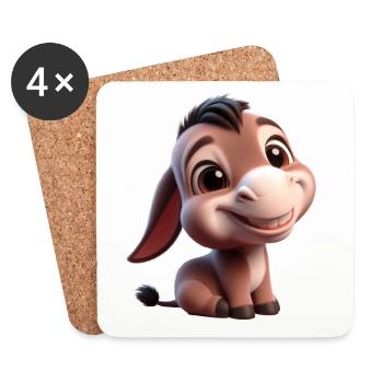 Baby Donkey Esel Mule - Coasters (set of 4) - white - Front