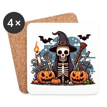 Mr. Bone Gruseliges Halloween 4 - Untersetzer (4er-Set) - Weiß - Vorne
