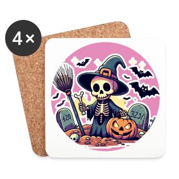 Mr. Bone Gruseliges Halloween 5 - Untersetzer (4er-Set) - Weiß - Vorne