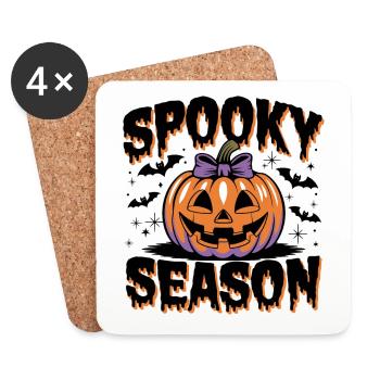 Halloween Kürbis Spooky Season - Untersetzer (4er-Set) - Weiß - Vorne
