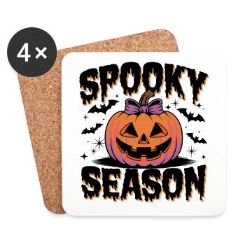 Citrouille d’Halloween, saison effrayante - Dessous de verre (lot de 4) - blanc - Devant