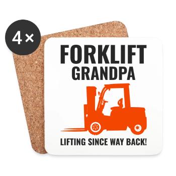 Forklift Grandpa Heavy Equipment Driver Funny - Coasters (set of 4) - white - Front