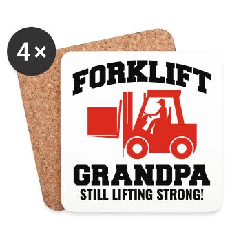 Forklift Operator Heavy Equipment Driver Grandpa - Coasters (set of 4) - white - Front