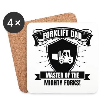 Forklift Dad Heavy Equipment Driver Fathers Day - Coasters (set of 4) - white - Front