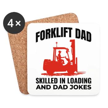 Forklift Operator Dad Heavy Equipment Driver Funny - Coasters (set of 4) - white - Front