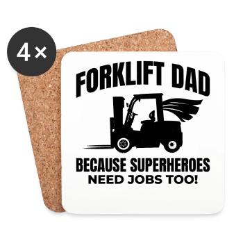 Forklift Dad Heavy Equipment Driver Funny - Coasters (set of 4) - white - Front