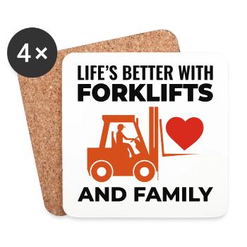 Forklift Operator Heavy Equipment Driver Family - Coasters (set of 4) - white - Front