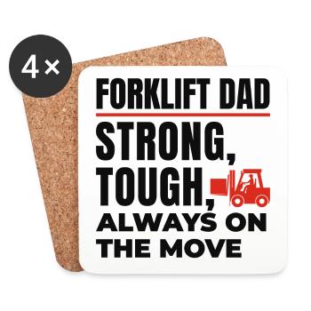Forklift Operator Dad Heavy Equipment Driver Funny - Coasters (set of 4) - white - Front