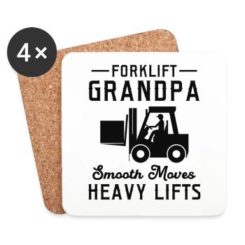 Forklift Operator Grandpa Heavy Equipment Driver - Coasters (set of 4) - white - Front