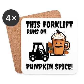 Opérateur de chariot élévateur de l’espace Halloween Pumpki - Dessous de verre (lot de 4) - blanc - Devant