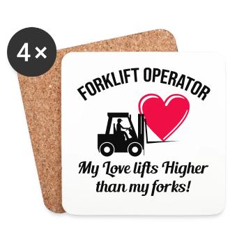 Forklift Operator Driver Valentine’s Day Funny - Coasters (set of 4) - white - Front