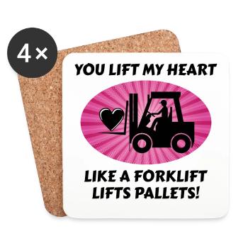 Forklift Operator Driver Valentine’s Day Funny - Coasters (set of 4) - white - Front