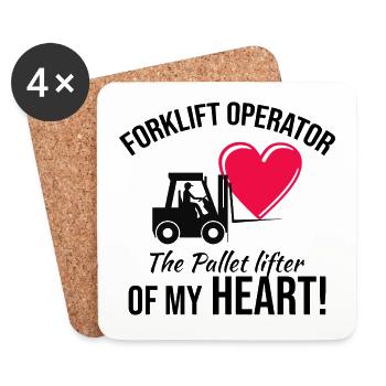 Forklift Operator Driver Valentine’s Day Funny - Coasters (set of 4) - white - Front