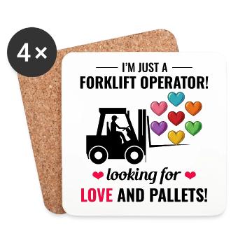 Forklift Operator Driver Valentine’s Day Funny - Coasters (set of 4) - white - Front