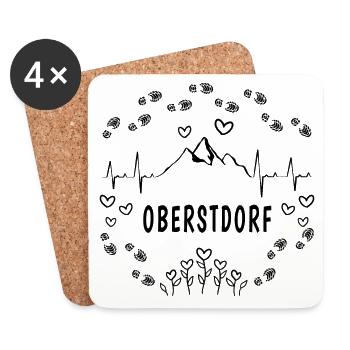 Oberstdorf Berge Blumen Wandern Liebe - Untersetzer (4er-Set) - Weiß - Vorne