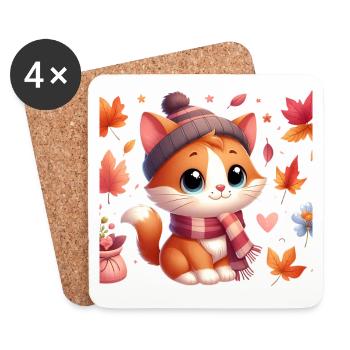 Herbst Kat4 - Untersetzer (4er-Set) - Weiß - Vorne