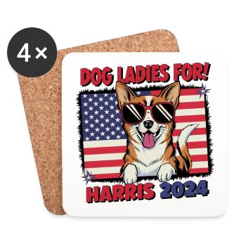 Chien Dames Pour Kamala Harris 2024 États-Unis Amérique - Dessous de verre (lot de 4) - blanc - Devant