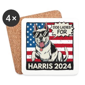 Chien Dames Pour Kamala Harris 2024 États-Unis Amérique - Dessous de verre (lot de 4) - blanc - Devant
