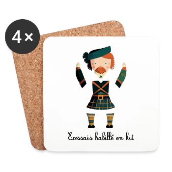 ÉCOSSAIS HABILLÉ EN KIT ! (kilt) - Dessous de verre (lot de 4) - blanc - Devant