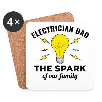 Électricien Papa Technicien électricien Ingénieur - Dessous de verre (lot de 4) - blanc - Devant