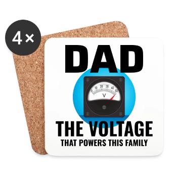 Électricien Papa Technicien électricien Ingénieur - Dessous de verre (lot de 4) - blanc - Devant