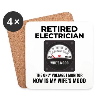 Retired Electrician: Monitoring Wife’s Mood - Coasters (set of 4) - white - Front