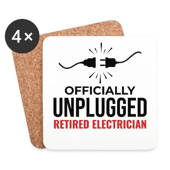Retired Electrician: Officially Unplugged - Coasters (set of 4) - white - Front