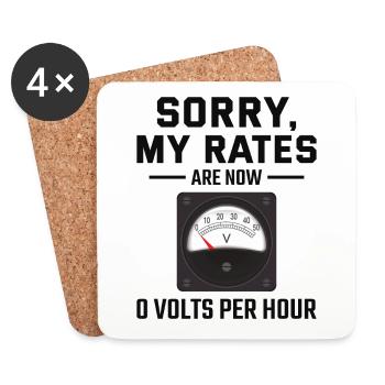 Électricien à la retraite : 0 volts par heure - Dessous de verre (lot de 4) - blanc - Devant