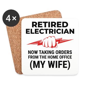 Retired Electrician: Home Office - Coasters (set of 4) - white - Front