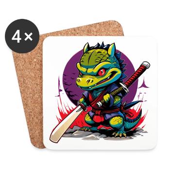 Ninja-Drache 1 - Untersetzer (4er-Set) - Weiß - Vorne