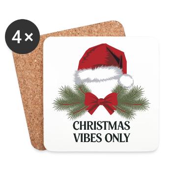 Ambiance de Noël Seulement Père Noël - Dessous de verre (lot de 4) - blanc - Devant