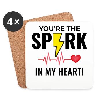 Electrician Valentine: Spark in My Heart - Coasters (set of 4) - white - Front
