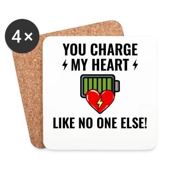Elektriker Valentine: Du lädst mein Herz auf - Untersetzer (4er-Set) - Weiß - Vorne
