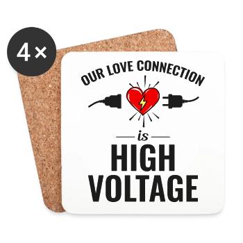 Elektriker Valentinstag: Hochspannungs-Liebe - Untersetzer (4er-Set) - Weiß - Vorne