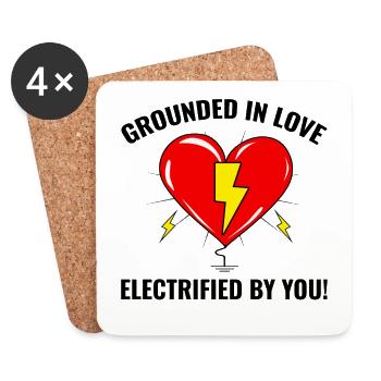 Electrician Valentine: Grounded in Love - Coasters (set of 4) - white - Front