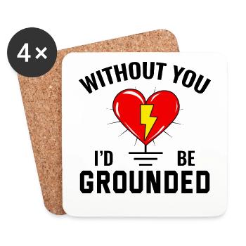 Elektriker Valentine: Ohne dich wäre ich geerdet - Untersetzer (4er-Set) - Weiß - Vorne