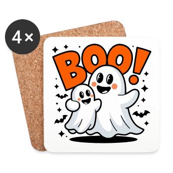 2 Lustige Geister Halloween Boo - Untersetzer (4er-Set) - Weiß - Vorne