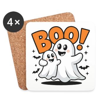 2 Lustige Geister Halloween Boo - Untersetzer (4er-Set) - Weiß - Vorne