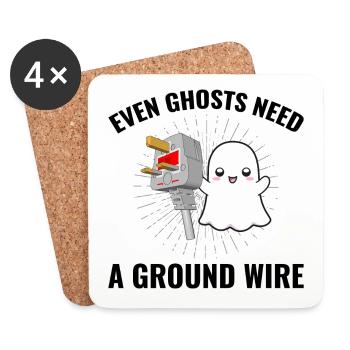 Electrician Halloween Ghost Ground Wire Fun - Coasters (set of 4) - white - Front